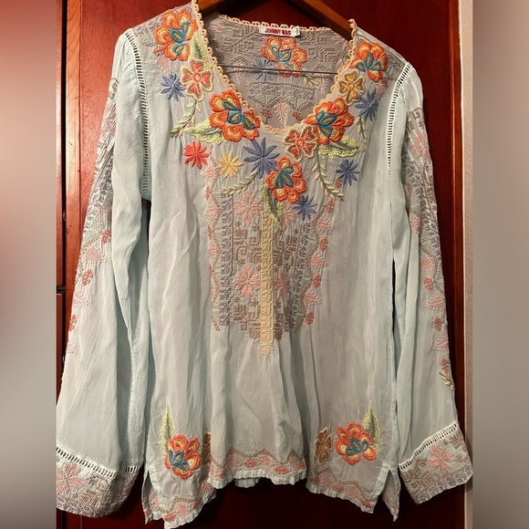 JOHNNY WAS HEAVILY EMBROIDERED RIVEDA BLOUSE TUNIC KIMONO Sz Small Woman $285 - Picture 5 of 10